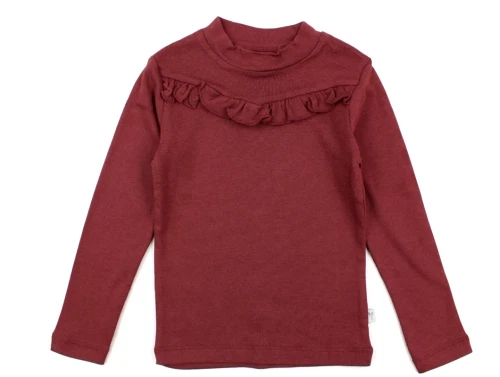 Wheat t-shirt rib ruffle burgundy